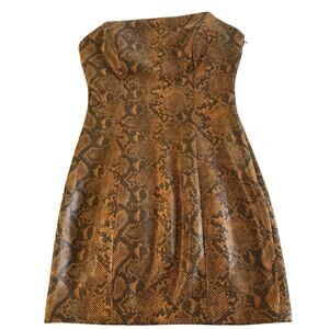 H:ours Faux Snakeskin  Print Strapless Mini Dress Size Small